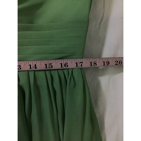 BRIDESMAID SZ 12 L Green Vneck draped sleeve lace up maxi formal dress NEW B49 - Picture 6 of 9